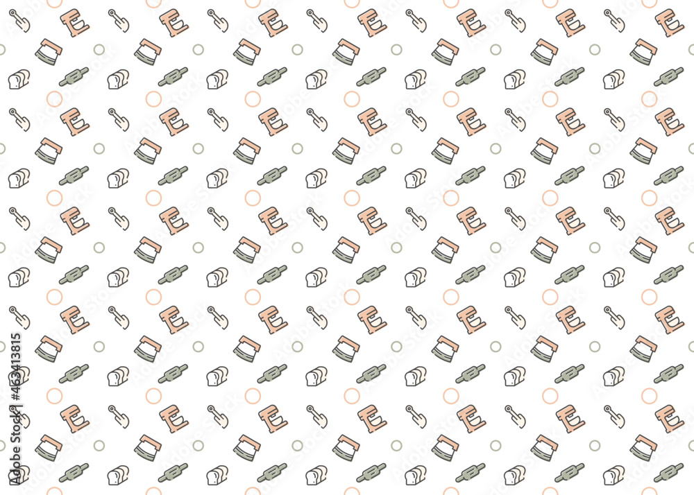 bakery tools cute seamless pattern isolated on white background ep35