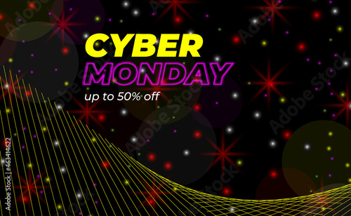 cyber monday background, Black Friday sale poster. Commercial discount event banner. Black background textured. Vector business illustration. Black Friday vector illustration. Black Friday sale banner