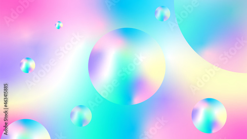 Abstract holographic background with bubbles. Colorful blurry gradient abstract background elegant circle shape.