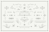 Huge set of vintage vector elements - flourishes, vignettes, swirls and ornaments. Decorative combinations for greeting cards, certificates, invitations, borders, frames and dividers.