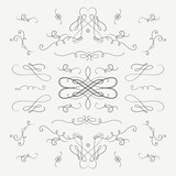 Vector collection of vintage calligraphic vignettes and flourishes. Retro style swirls and ornaments, decorations for for greeting cards, certificates, invitations, borders, frames and dividers.