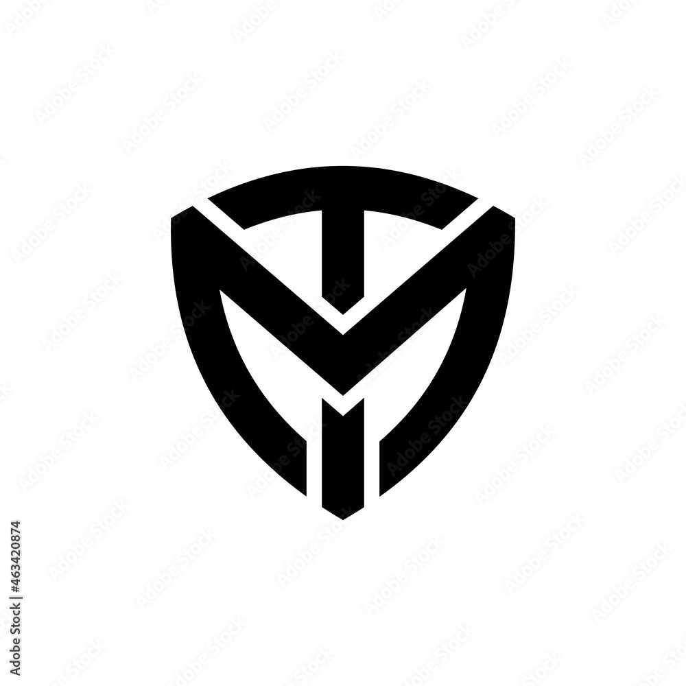 MT, TM monogram logo with modern shield style design template isolated ...