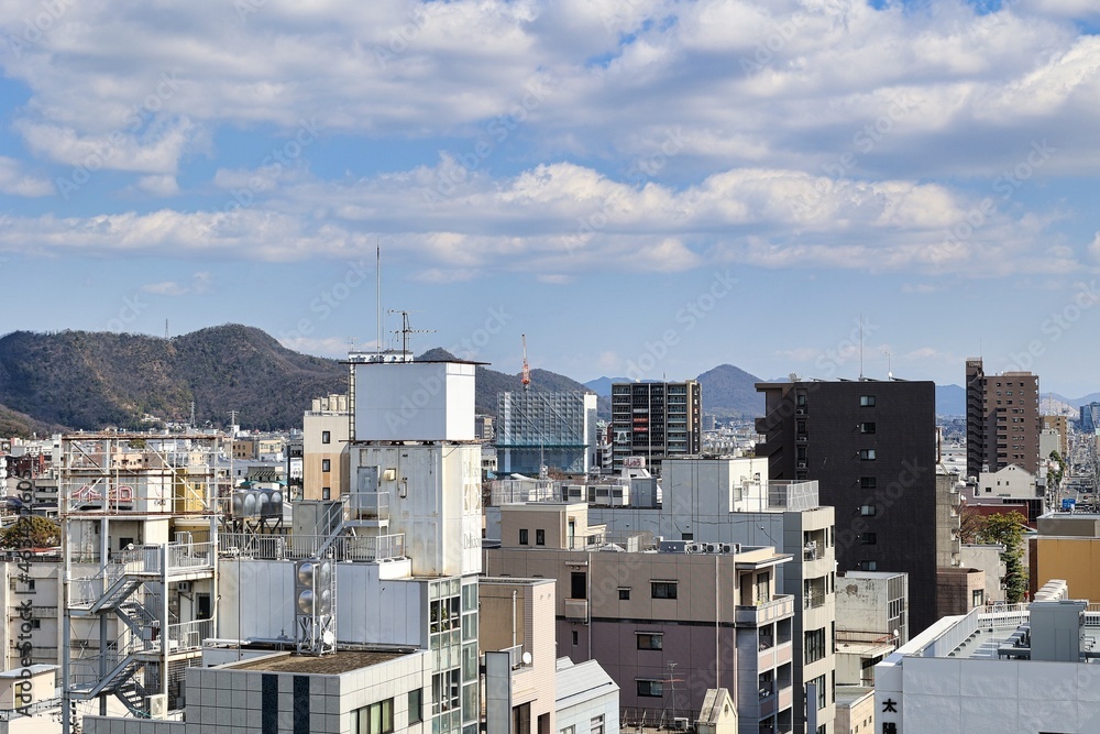 岐阜県岐阜市の高台から見た都市景観