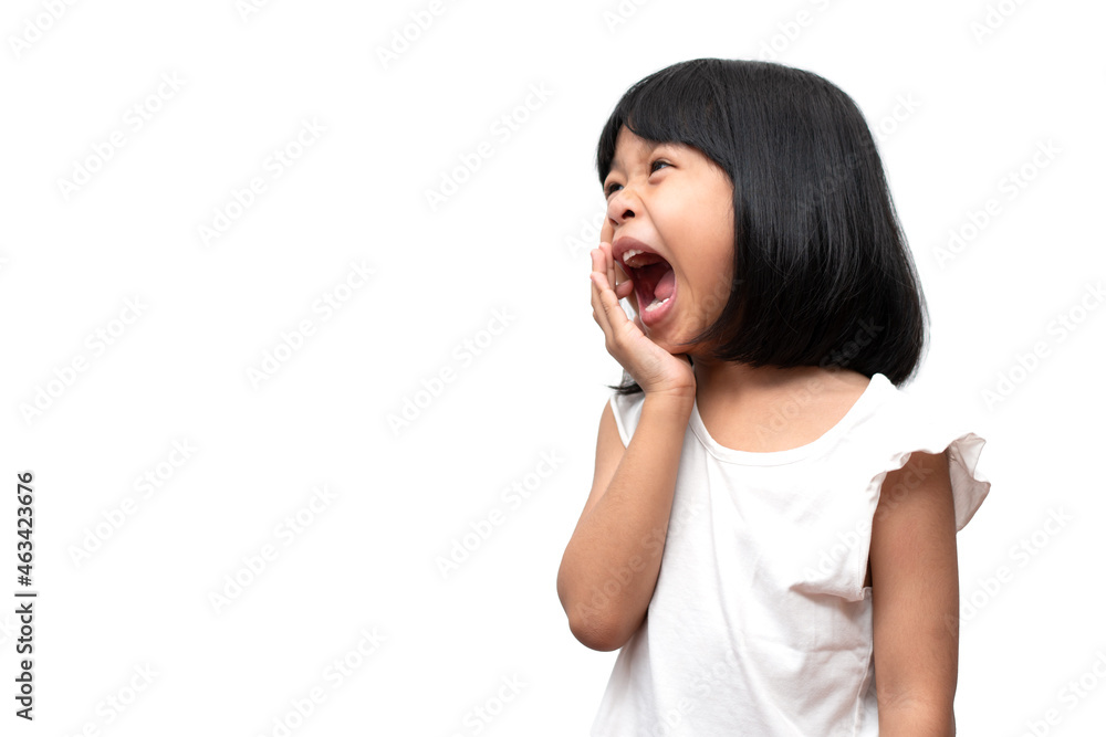 Portrait of angry emotional Asian girl screaming and frustrated shouting with anger, crazy and yelling on white background, Concept of attention deficit hyperactivity disorder (ADHD) Portrait of angry emotional Asian girl screaming and frustrated shouting with anger, crazy and yelling on white background, Concept of attention deficit hyperactivity disorder (ADHD)