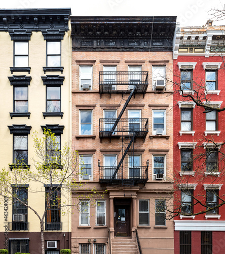 Photography Block of colorful old apartment buildings on 10th Street in the East Village nei