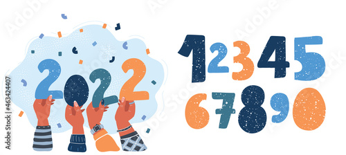 Vector illustration of 2022 year number concetp and set of numbers.
