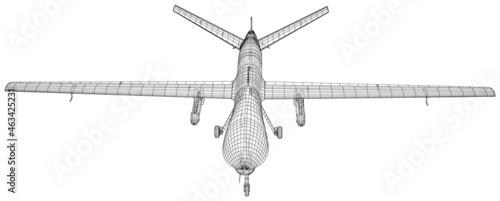 Aircraft unmanned Predator military drone. Vector created of 3d, Wire-frame. EPS10 format.