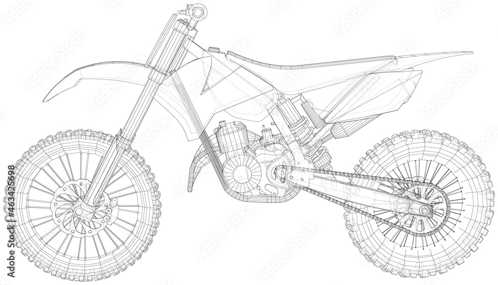 Motorcycle. EPS10 format. Wire-frame Vector created of 3d.