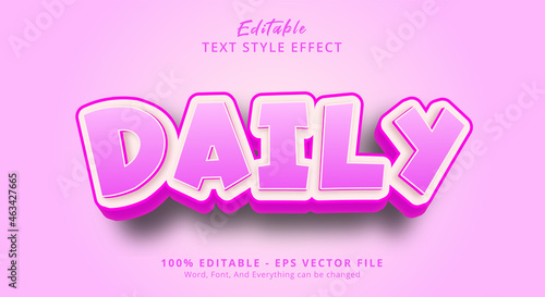 Editable text effect, Daily text on happy pink color style