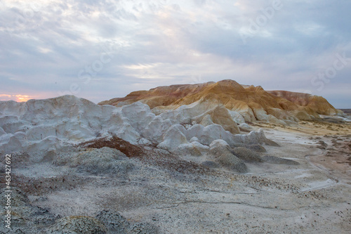 chalk mountains in the steppes of Kazakhstan. photo