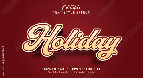 Editable text effect, Holiday text on lettering style effect