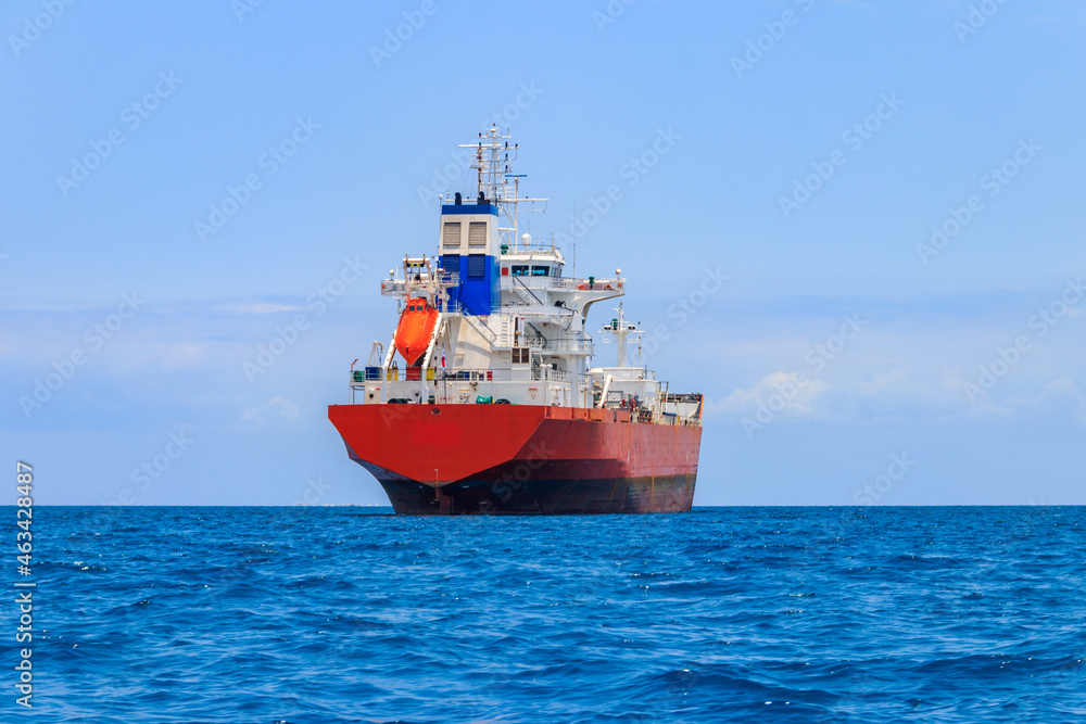 Large industrial ship sailing in the Indian ocean near Zanzibar, Tanzania