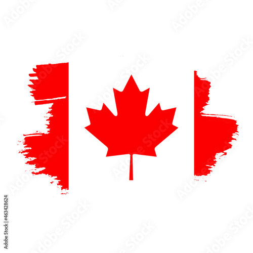 Grunge flag of the Canada. Canada flag illustrated on paint brush stroke. © STOCKIMAGE