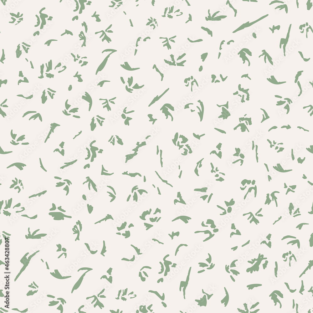 Abstract leaves seamless repeat pattern. Random placed, vector elements minimal all over print on ecru white background. Abstract leaves seamless repeat pattern. Random placed, vector elements minimal all over print on ecru white background.