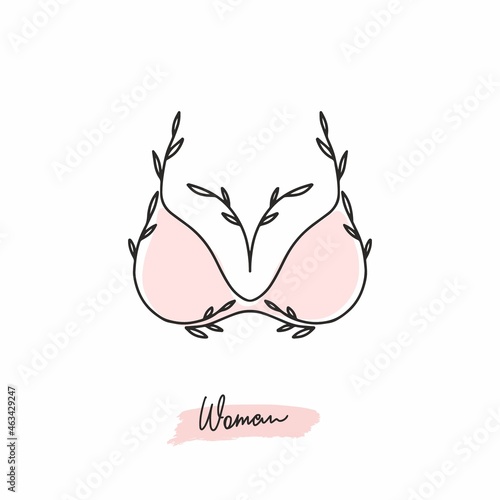 Silhouette of a female figure in a bra with a continuous black line