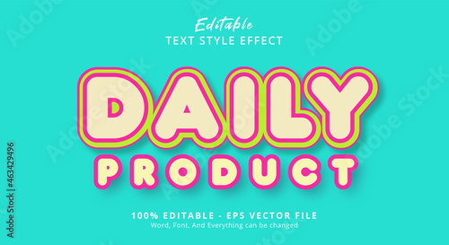 Daily Product text with fancy color style effect  editable text effect