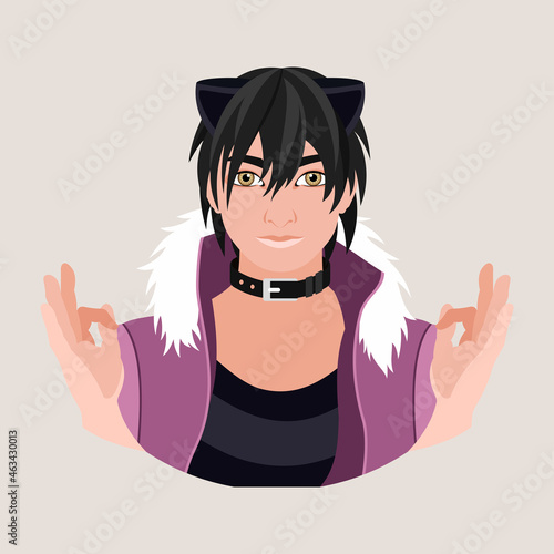 Avatar of a young black-haired guy in emo style, with a collar around his neck.