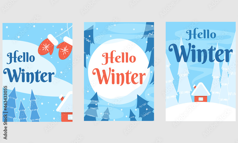 hello winter card , winter card , Holiday cards , Vector illustration