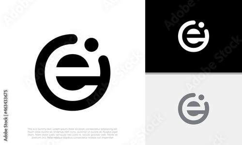Initial E logo design. Innovative high tech logo template. Template label for blockchain technology.	