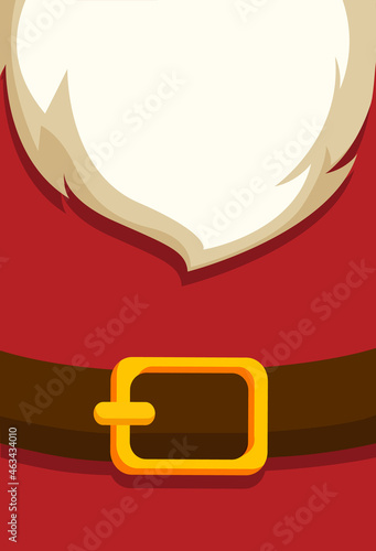 Santa Claus greeting card. Santa claus white beard, belt and golden buckle. Christmas concept. Vector stock