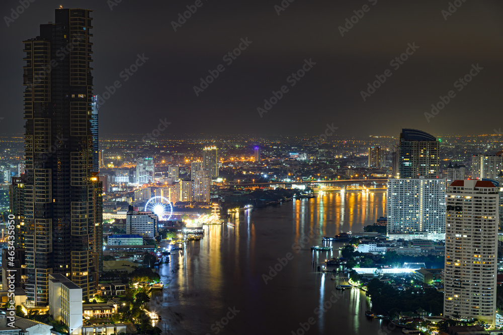 Fototapeta premium City view at night Along the River