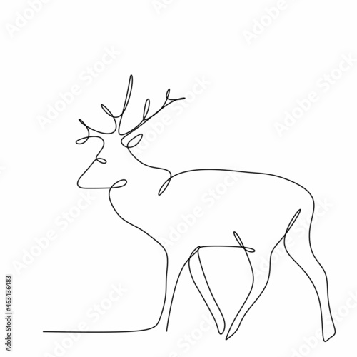 continuous drawing with one line of a deer close-up