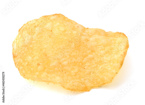 One potato chips isolated on a white background and shadow