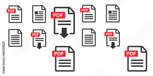 PDF Document icon set. File Icons. PDF file download icon