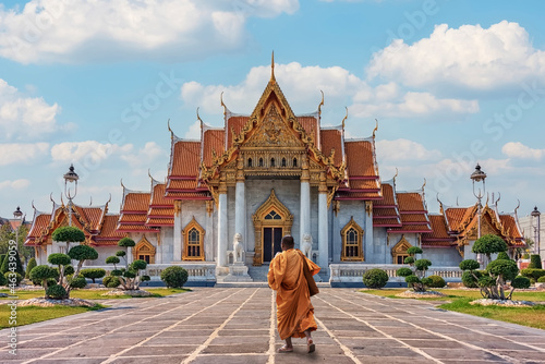 Photography Wat Benchamabophit temple in Bangkok city