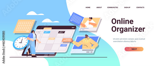 businesspeople planning day scheduling appointment time management teamwork concept