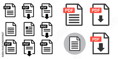 PDF Document icon set. File Icons. PDF file download icon