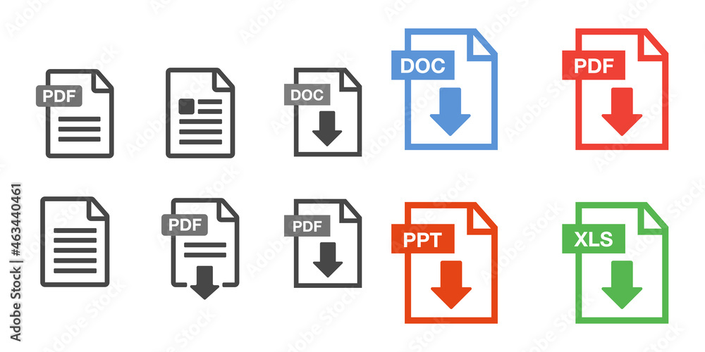 PDF Document icon set. File Icons. PDF file download icon PDF Document icon set. File Icons. PDF file download icon