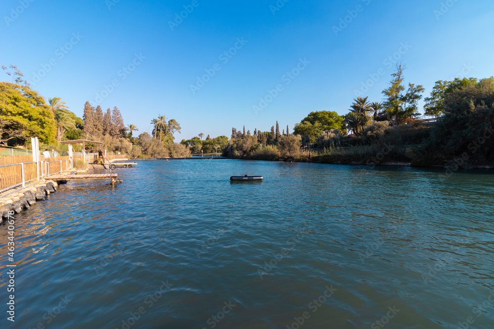 The Hasi River that flows within the Valley of the Springs and the settlement of Nir David in the Jordan Valley