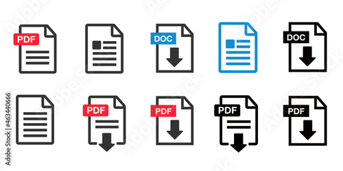 File document Icons. PDF file download icon