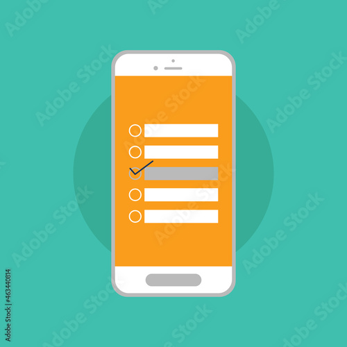 Checklist on smartphone cartoon vector illustration