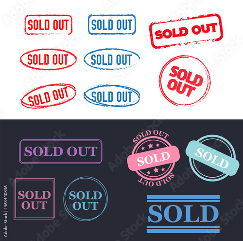 Sold out stamps grunge texture. Colored sold out grunge stamp