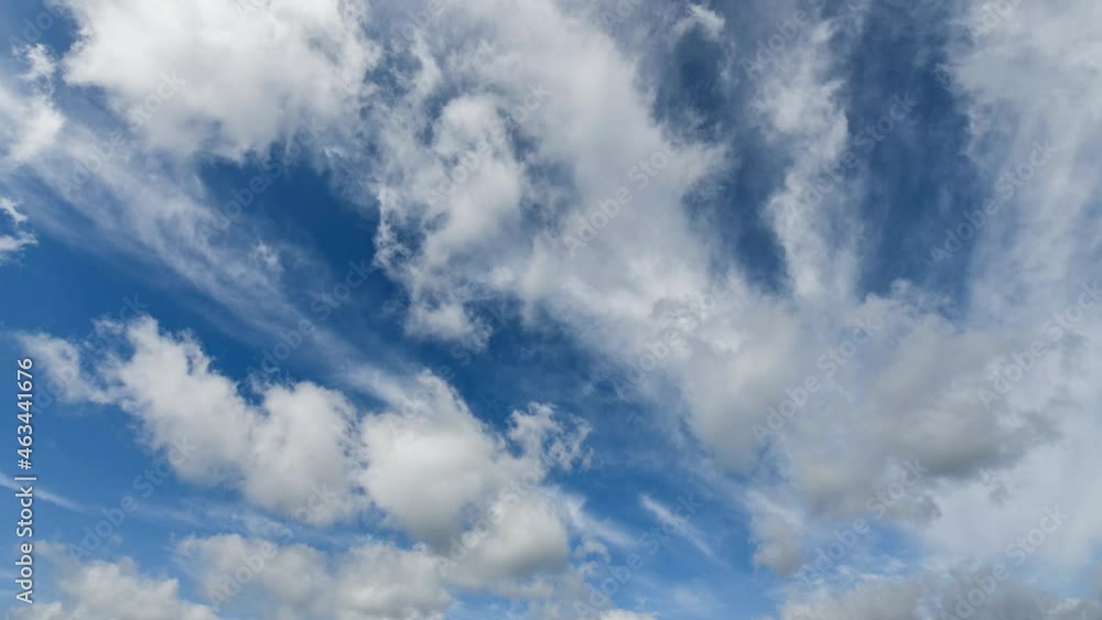 Heiterer Himmel mit unterschiedlich ziehenden Wolkenebenen im Zeitraffer Heiterer Himmel mit unterschiedlich ziehenden Wolkenebenen im Zeitraffer