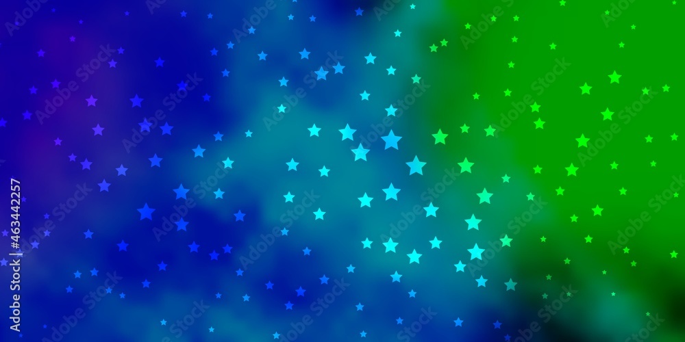 Dark Blue, Green vector texture with beautiful stars.