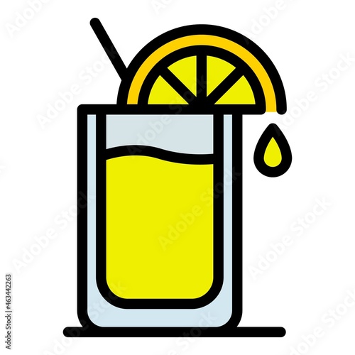 Glass of lemonade icon. Outline glass of lemonade vector icon color flat isolated