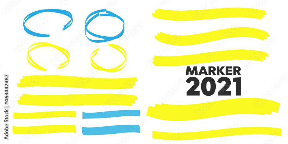 Obraz premium Yellow highlight marker lines. Highlighter strokes and drawing design.