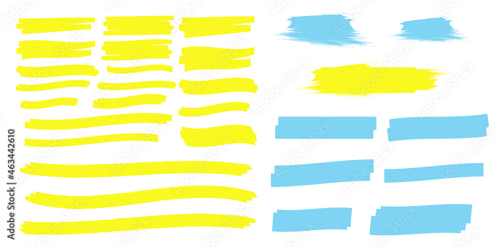 Vector highlighter elements. Yellow marker text selection Vector highlighter elements. Yellow marker text selection