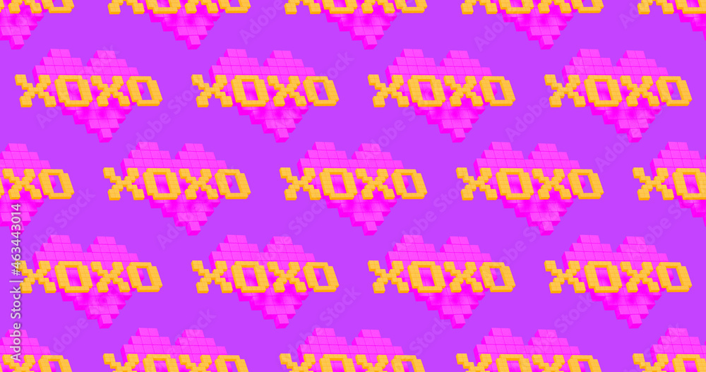 Seamless 3d render pattern. Banner. Minimal design.  XOXO Heart. Sweet candy shop,Valentine's Day, birthday party concept