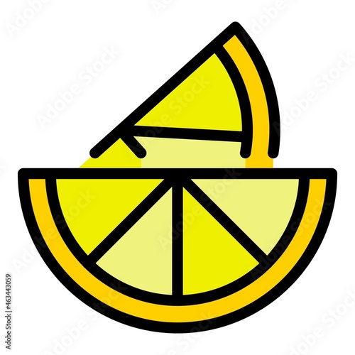 Two slices of lemon icon. Outline two slices of lemon vector icon color flat isolated