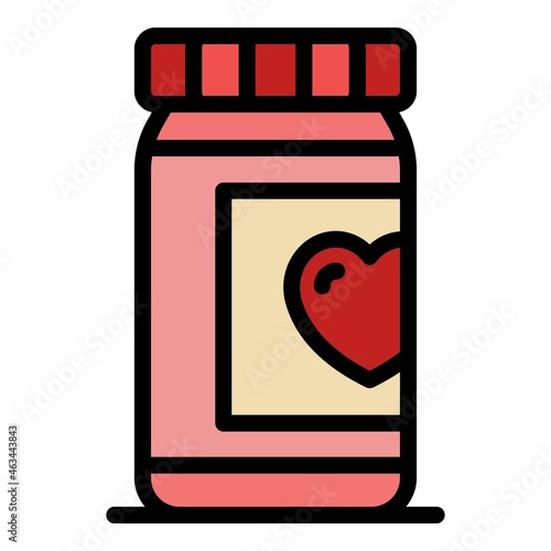 Baby food jar icon. Outline baby food jar vector icon color flat isolated