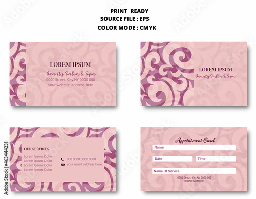 Floral business card design template BUNDLE.Appointment card template for beauty salon & spa