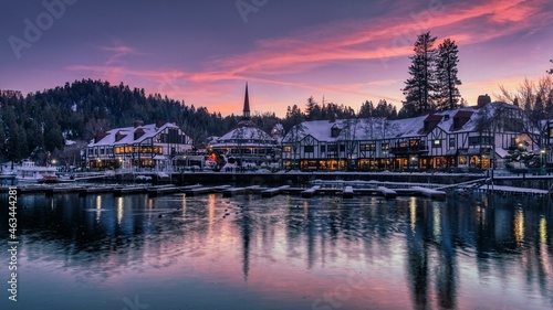 Lake Arrowhead Village at sunset, California