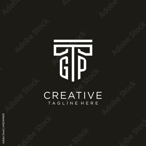 GP initial logo with geometric pillar style design