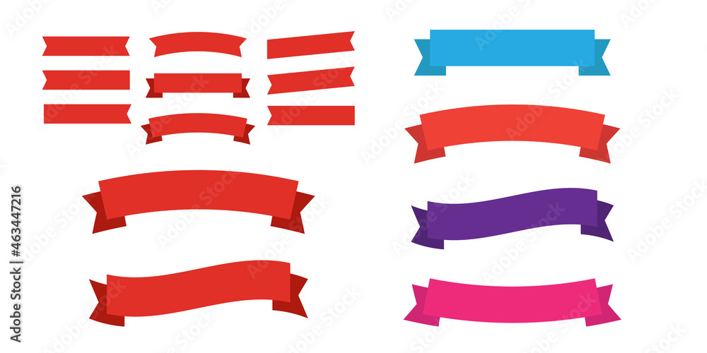 Flat vector ribbons banners flat isolated. Ribbons banners Flat vector ribbons banners flat isolated. Ribbons banners