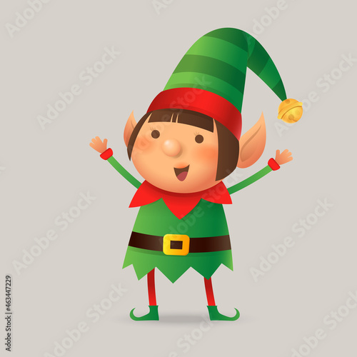 Cute Christmas Elf girl - vector illustration isolated