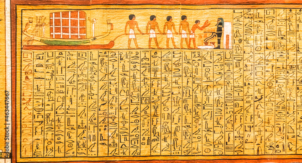Ancient Egyptian papyrus with hieroglyphic. Antique manuscript. Stock ...